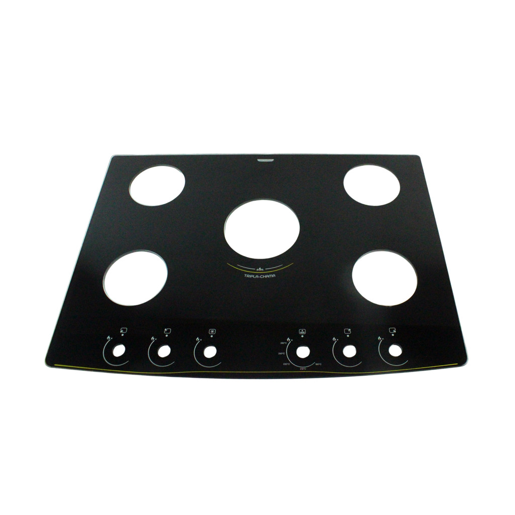Mesa Fogão Tampa Vidro Cooktop Realce 5b Tripla Chama Preto