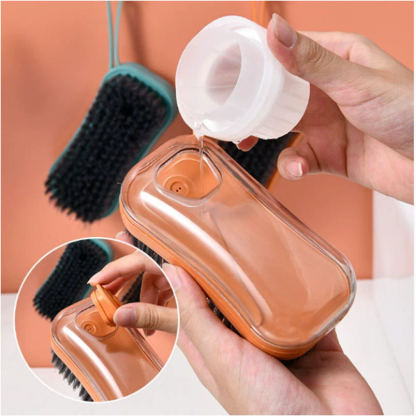 Escova Limpeza Multiuso com Dispenser de Sabão para Sapatos Tênis Roupas Cozinha e Banheiro 12X6X6CM