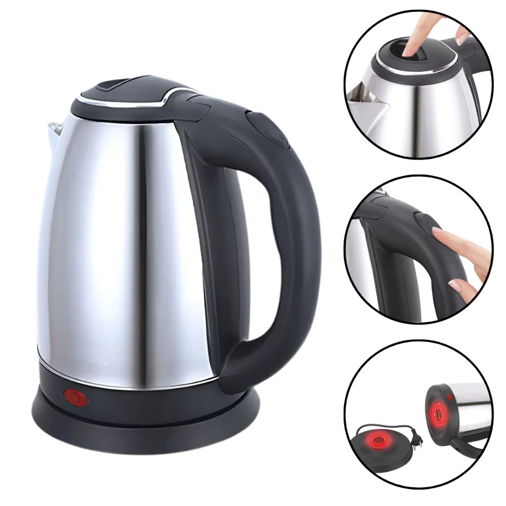 Chaleira Jarra Elétrica 1,8L Leiteira Inox 127v-110v ou 220V Garrafa Bule Térmica Com Tampa