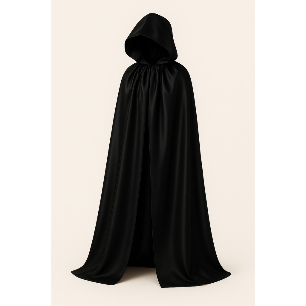 Capa Longa com Capuz Preto 180 cm – Perfeita para Cosplay e Halloween