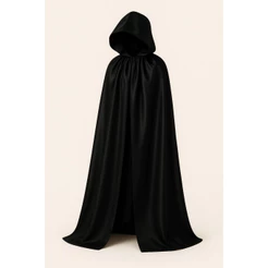Capa Longa com Capuz Preto 180 cm – Perfeita para Cosplay e Halloween
