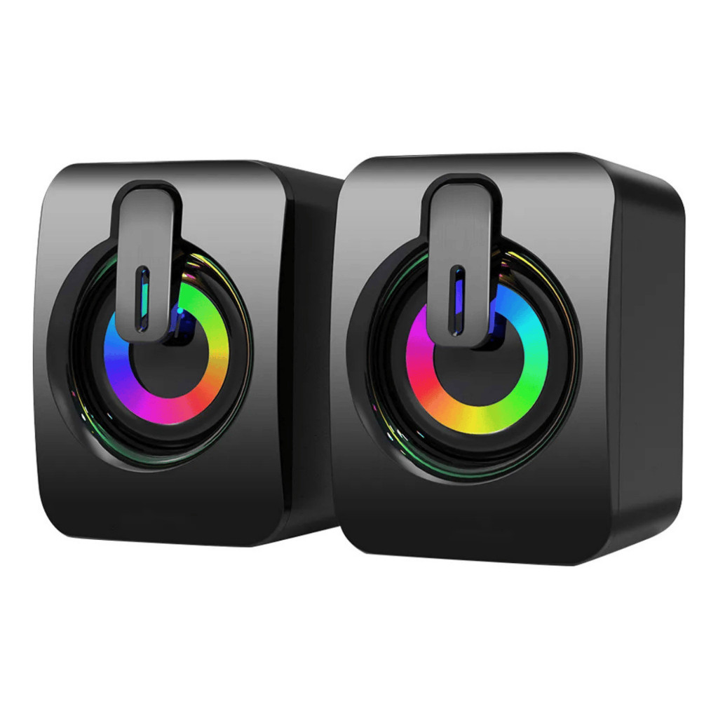 Caixa de Som Gamer RGB USB Potente para PC e Notebook Áudio Estéreo 2.0 com Controle de Volume em Oferta na Shopee