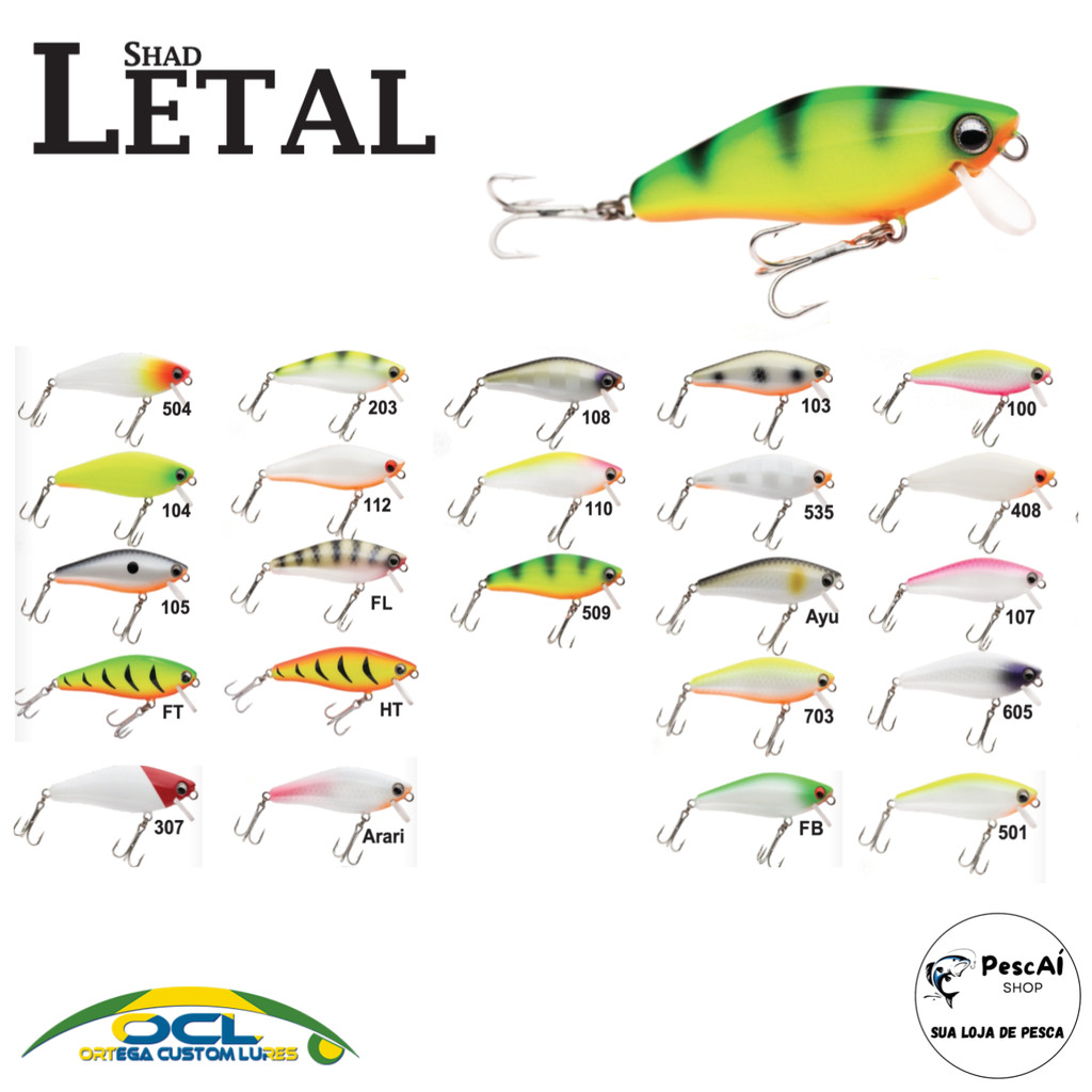 Isca Artificial - OCL - Letal Shad 70 - Meia Água - Floating - 7 cm - 8 g - Tucunaré