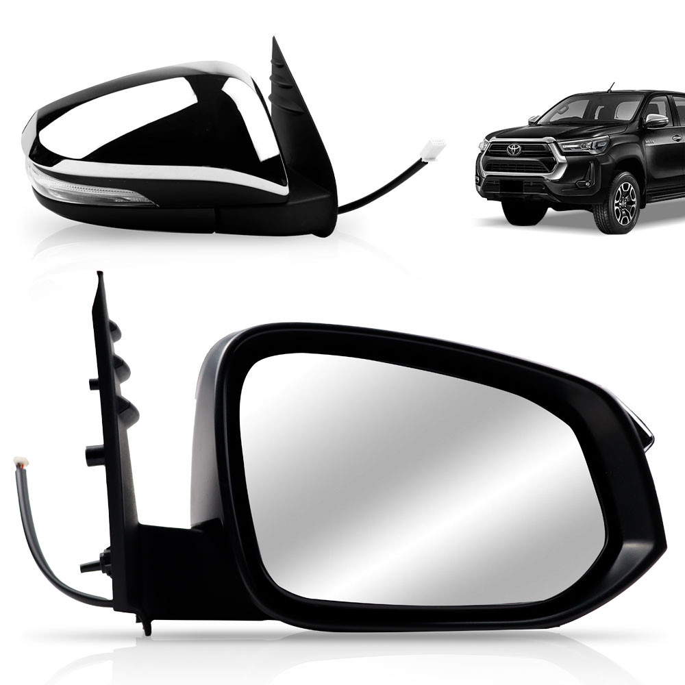 Retrovisor Hilux 2016 2017 2018 2019 2020 2021 2022 2023 Elétrico Com Pisca Cromado