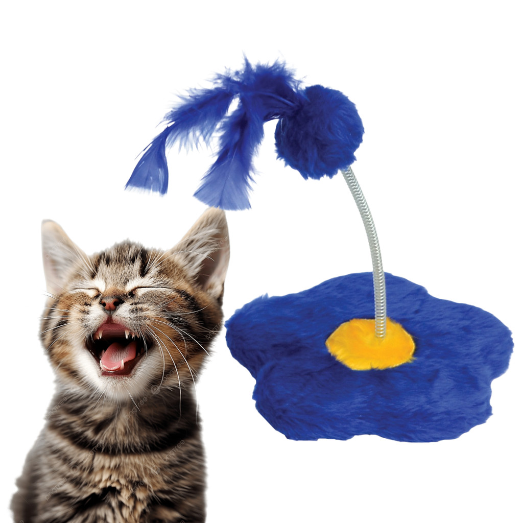 Brinquedo Para Gato Flor Com Pompom Pena Pelúcia São Pet 18x19cm Azul em Oferta na Shopee