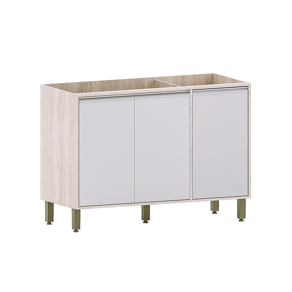 Balcão de Pia sem Tampo para Cozinha 120cm 3 Portas Art Luciane Móveis