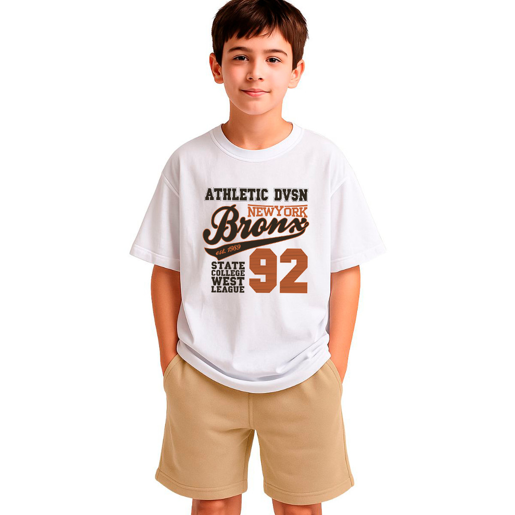 Kit Infantil 2 Peças Com 1 Camisa Camiseta e 1 Short Moletom Camiseta Bronx New York  Moda Steetwear Conjunto Infantil