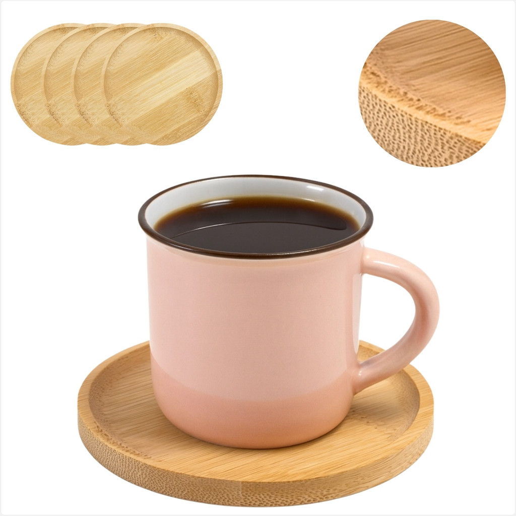 Kit Pires De Bambu Porta-Copos Redondo 4 Unidades em Oferta na Shopee