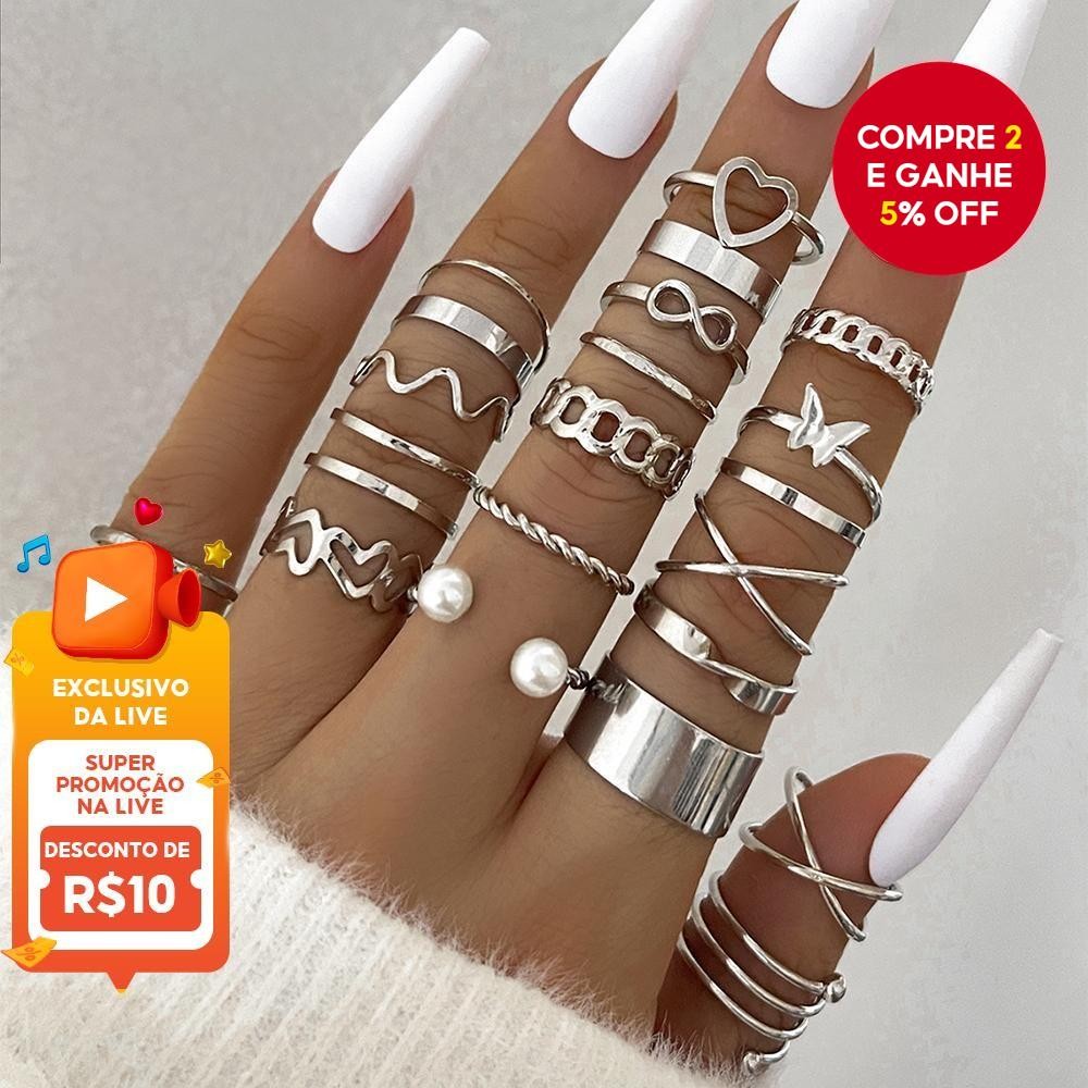 22 Pçs/Set Anéis Borboleta Coração Criativos-Designs Empilháveis Minimalistas Exclusivos De Alta Qualidade