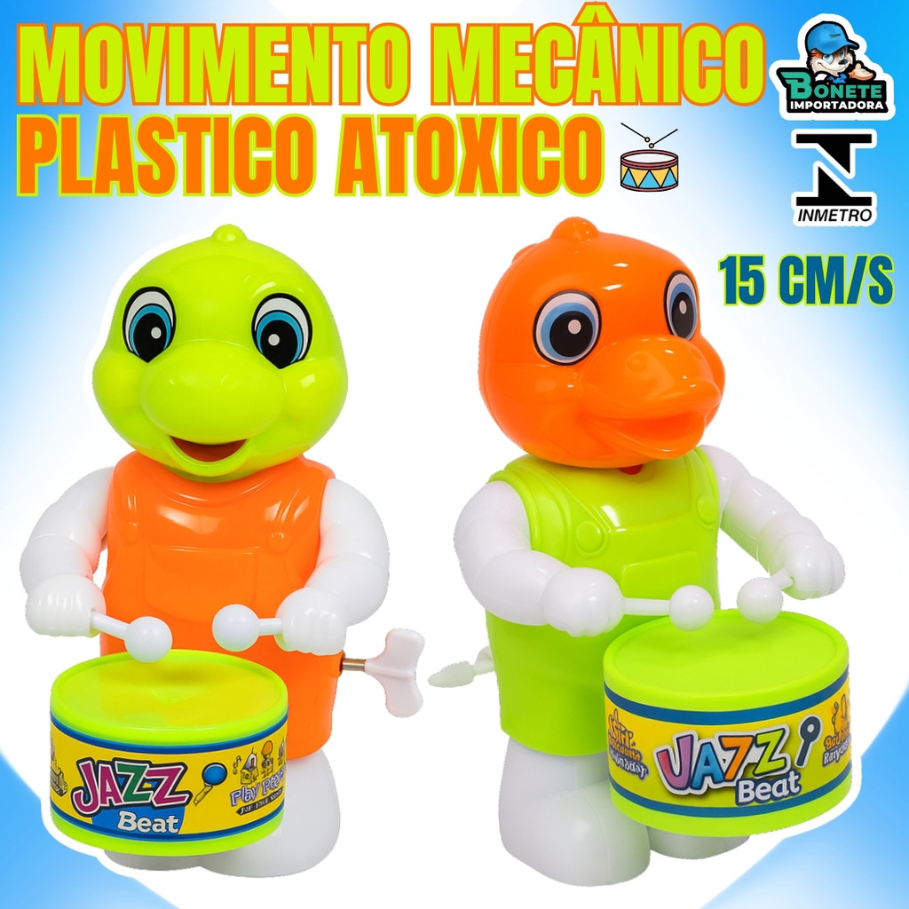 Brinquedo Animal Baterista Jazz Beat Infantil – Boneco com Tambor à Corda