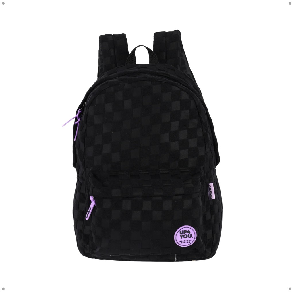 Mochila de Costas Escolar Quadriculada Leve Confortável