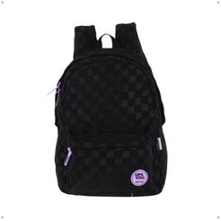 Mochila de Costas Escolar Quadriculada Leve Confortável
