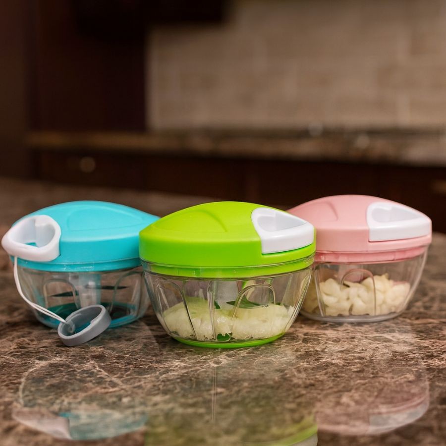 Processador Manual 500ml 3 Lâminas 12,5cm Alimentos Alho Triturador Multiuso Cor Aleatório