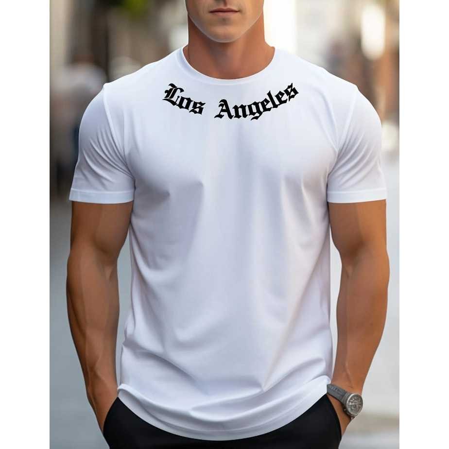 Camiseta Masculina ARCO LOS ANGELES Simples De Manga Curta Gola Redonda Estampada Lançamento