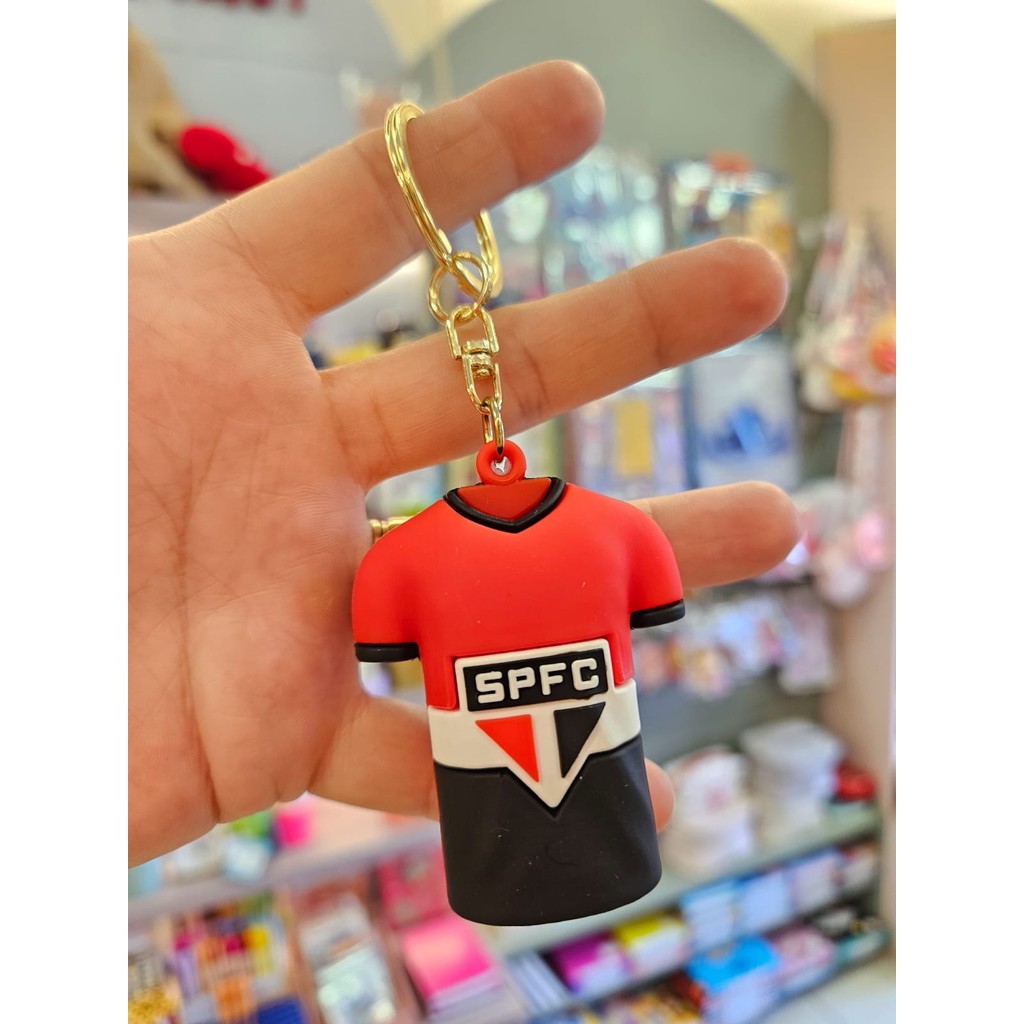 Chaveiro Time Oficial Formato Camisa São Paulo FC em PVC 6cm Mileno