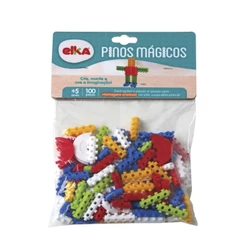 Brinquedo Infantil Pinos Mágicos 100 Peças Coloridas para Construir e Criar Elka - 483