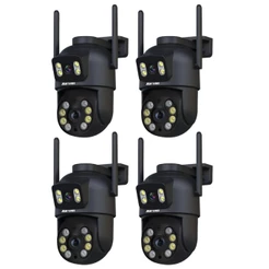 Kit 4 Câmera de Segurança Wi-fi Preto Dome de Dupla Lente com Sensor de Movimento - com App ICSEE