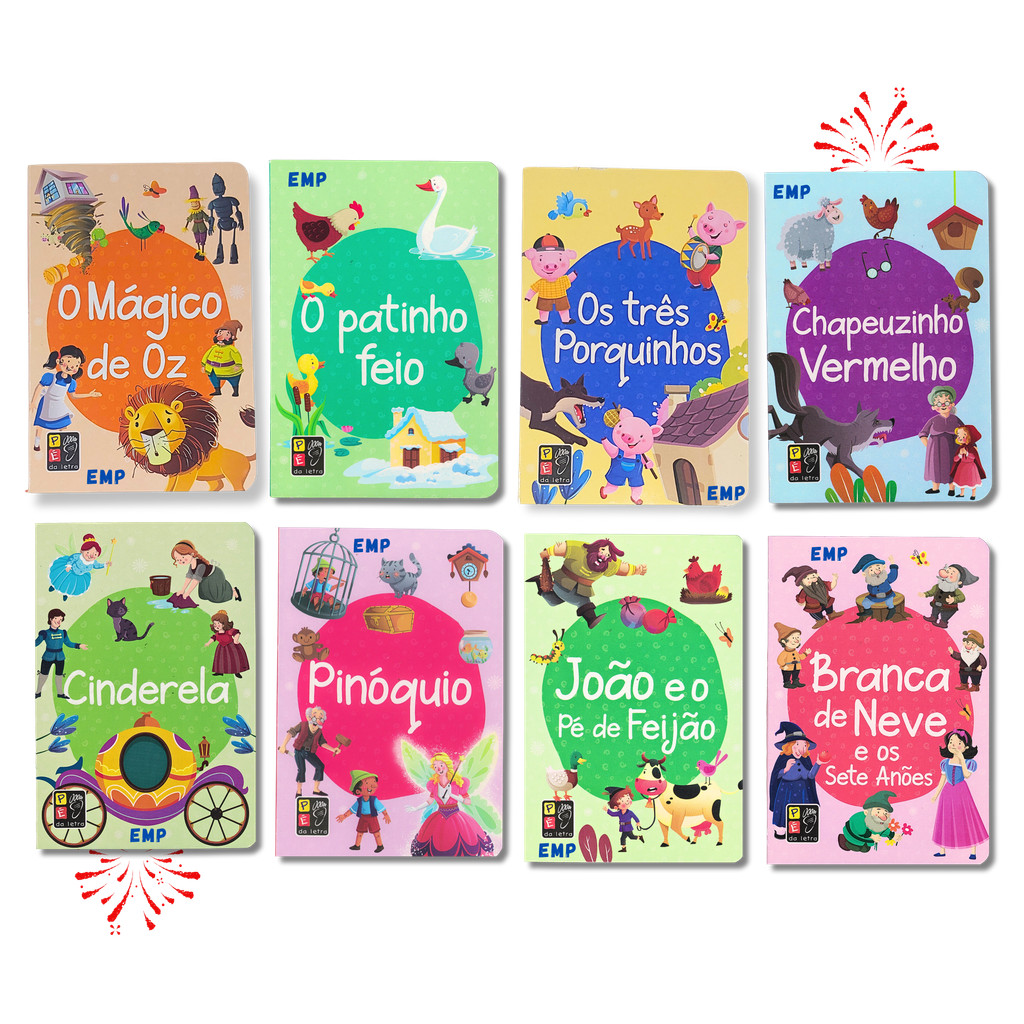 Coleção Infantil 8 Livros Cartonados Clássicos Conto de Fadas