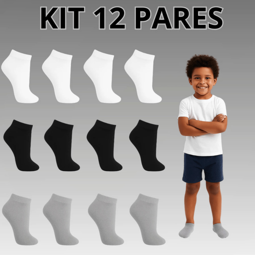 Kit 12  Pares Meia para criança Infantil criança menino e menina meia cano medio