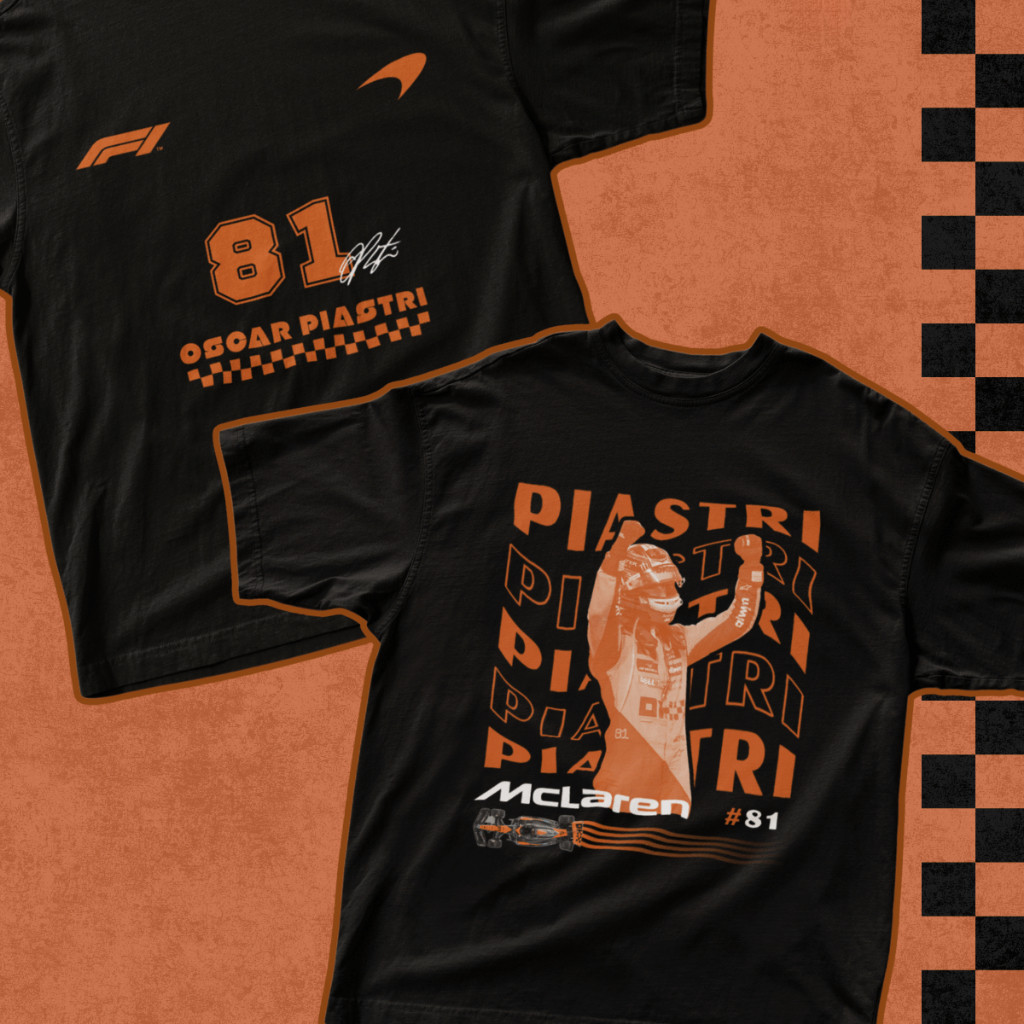 [Camiseta Premium em Algodão Puro]SISI Camiseta Estampada Formula 1 2025 Oscar Piastri Piloto McLaren Camisa Unissex em Oferta na Shopee