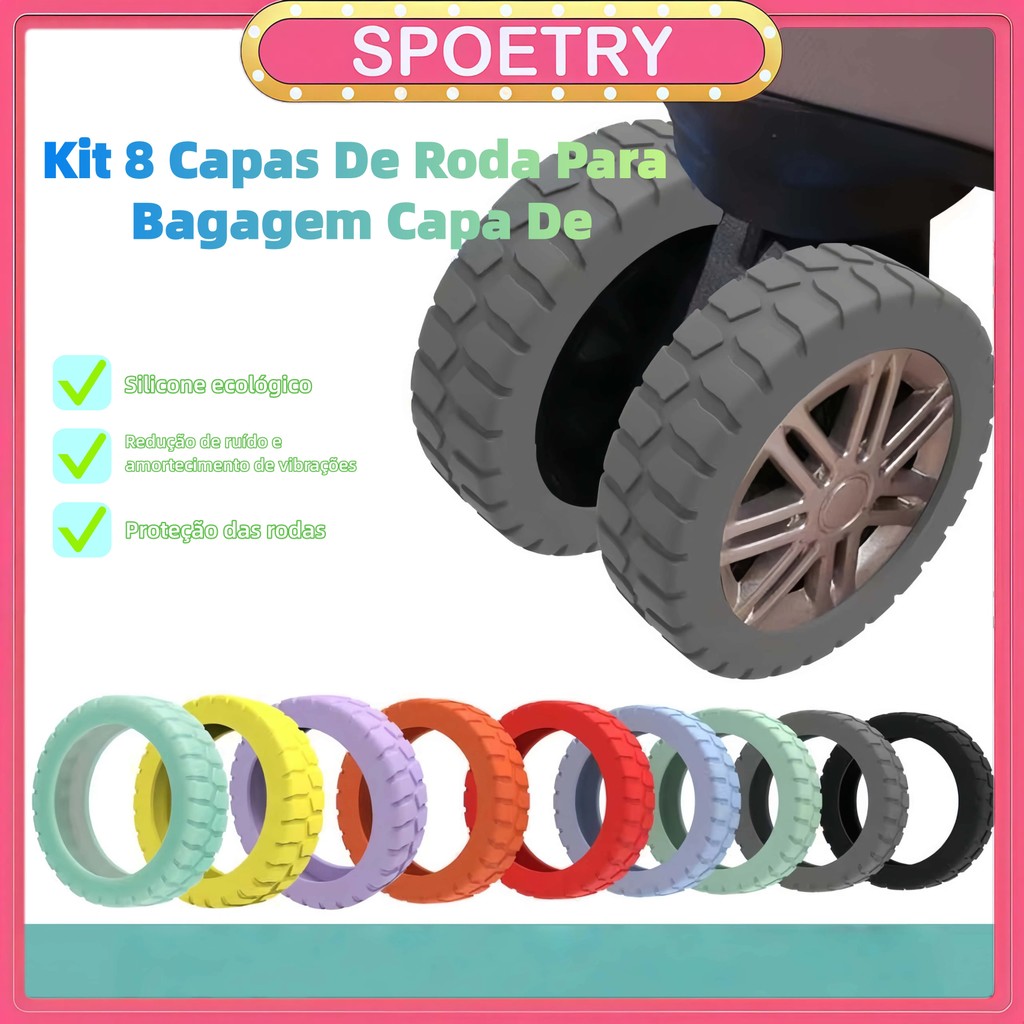 Kit 8 Capas Proteção Protetora Para Rodas De Mala Roda Dupla Viagem Bagagem Colorida roda Adequada para bagagem