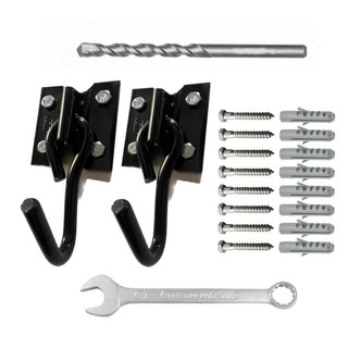 Kit Gancho De Rede De Balanço Aço Reforçado Preto Com 8 Parafusos Buchas Chave E Broca Suporta 260Kg