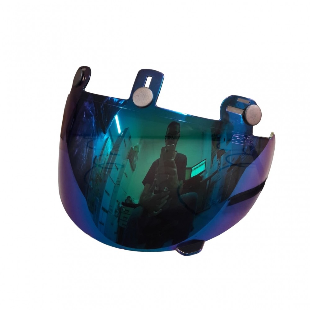 Viseira Retrô Old School Iridium Camaleão Espelhada capacete com botão de pressão Anti Risco Polivisor