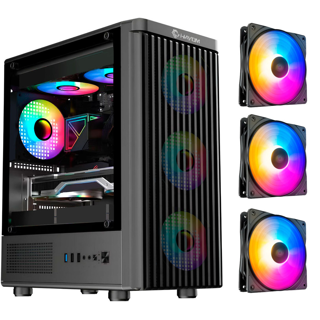 Gabinete Gamer GB1727 Com 3 Fans RGB Lateral Vidro Micro-ATX