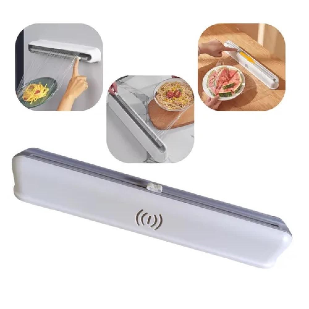 SUPORTE PAPEL FILME CORTADOR PLASTICO ALUMINIO PORTA ROLO PVC DISPENSER MULTIUSO COZINHA CORTA PAPEL