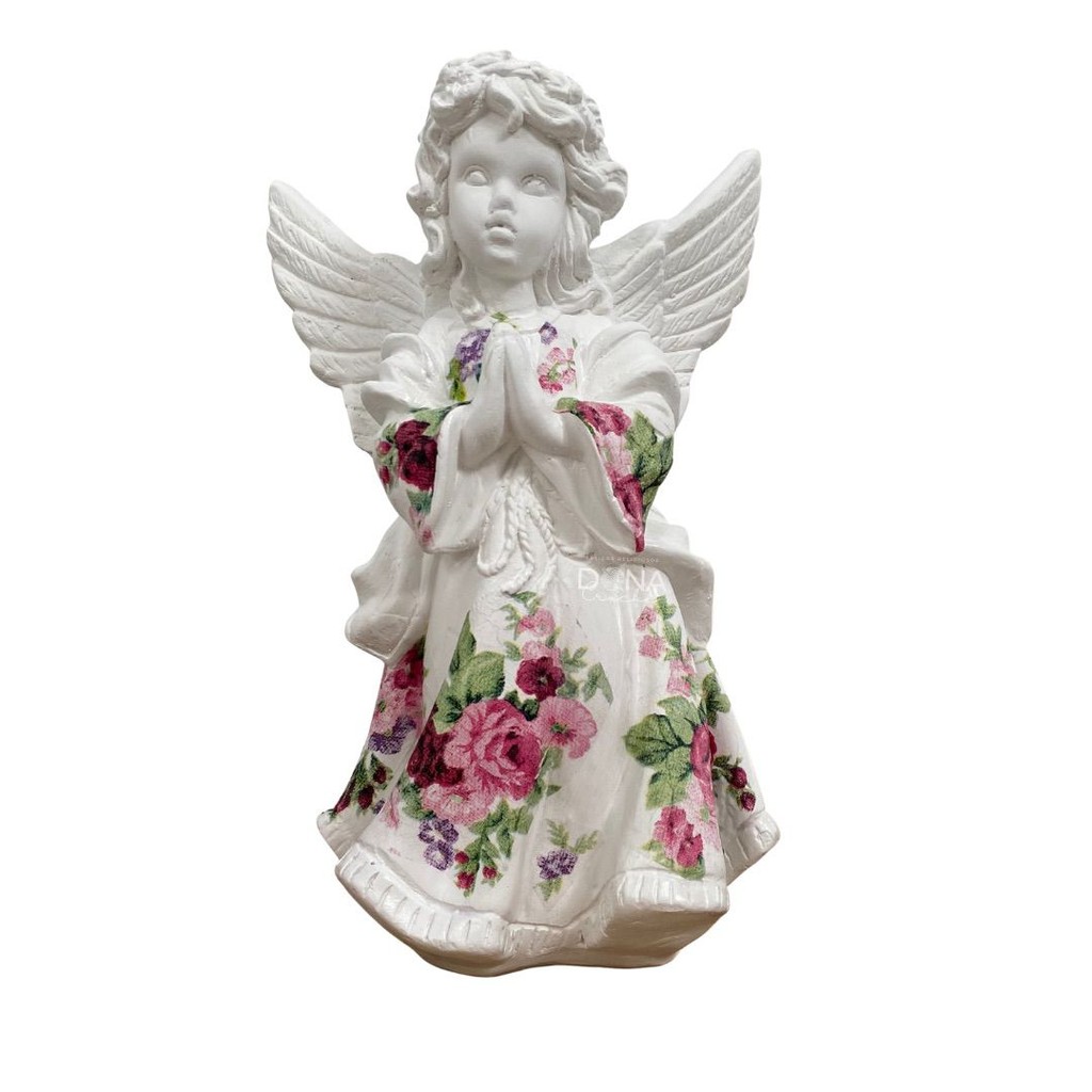 Imagem Anjo da Guarda 24cm Decoupage Rosa/Lembrança Batizado