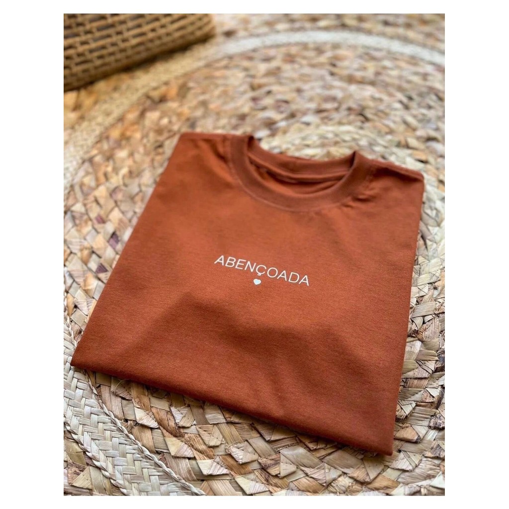 Camiseta Feminina Manga Curta, Gola Redonda,Blusa Estampa Abençoada 100% Algodão Camisa Casual Versátil Confortável & 