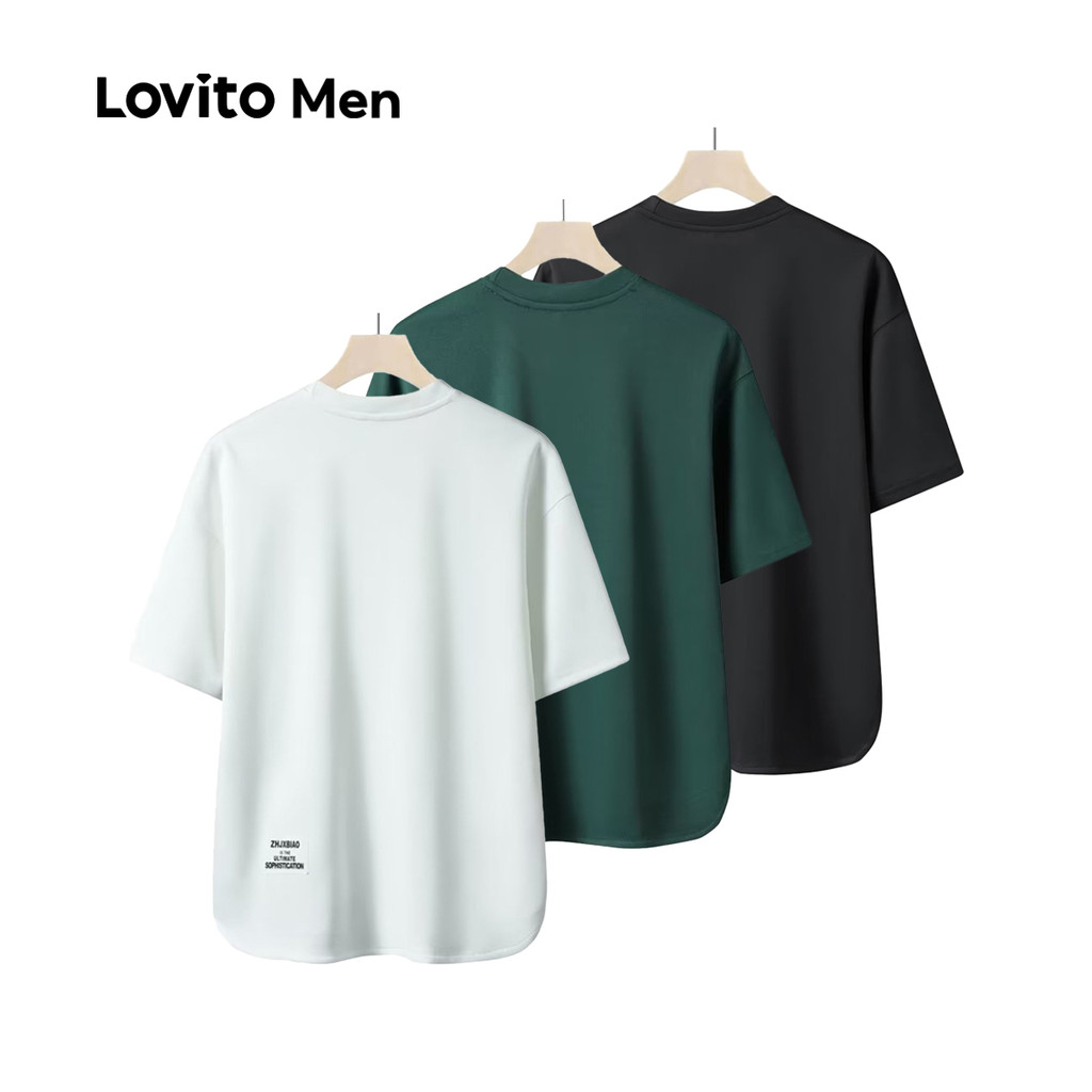 Lovito Men Camiseta Casual Macia e Confortável para Primavera/verão para Homens LNE114069 em Oferta na Shopee