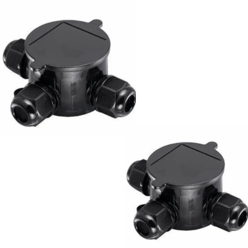 Kit (2 Uni) Caixa De Passagem Externa Preta Ip68 Stella