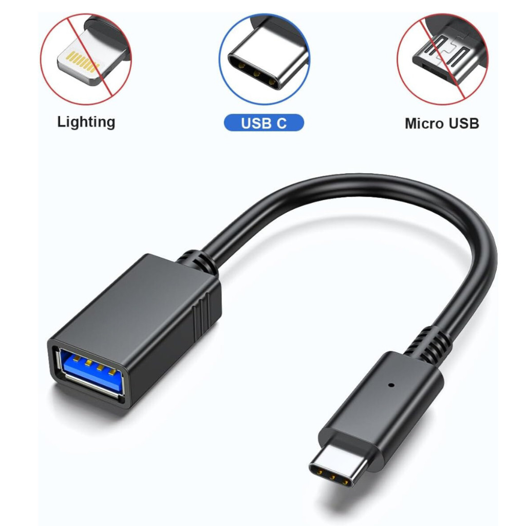 Cabo Adaptador Otg Fêmea x Tipo USB-C Type C Pendrive Celular Mouse Teclado Bipe Código de Barras