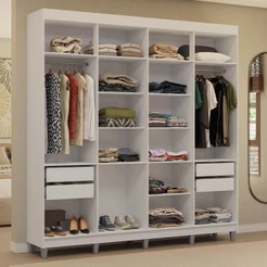 Guarda-Roupa Closet com Pés 4 Gavetas 216cm Branco Venus Madesa