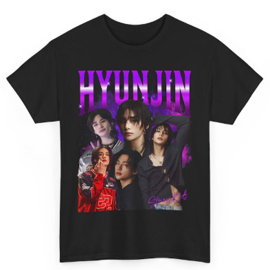 Camiseta Stray Kids Hyunjin Adulto/Infantil Lançamento Camiseta Em Algodao TrendBox Mania