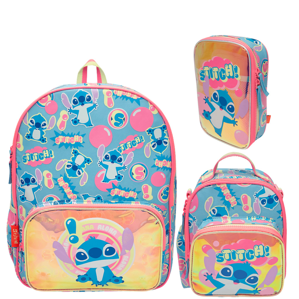 Kit Mochila Stitch Costa+ Lancheira e Estojo Triplo- Puket