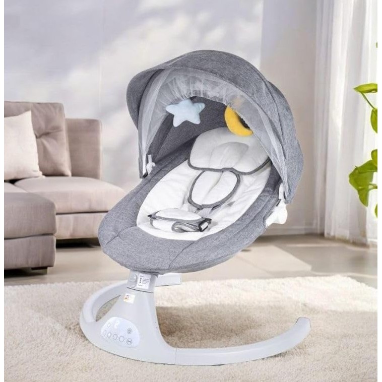 Cadeira de Descanso Balanço para Bebê com Música Mosquiteiro Controle Remoto Premium