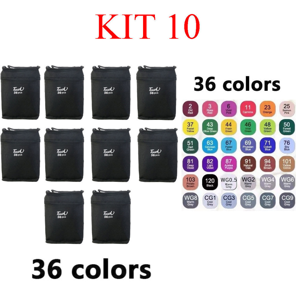 kit 10  36Cores Caneta Marcadora Com Ponta Dupla/Pintura De Arte/Aquarela/Material Escolar/Escritório jehnny