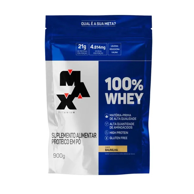 Whey 100% Refil Sabor Baunilha 900g - Max Titanium