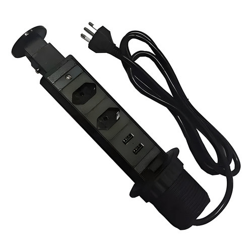 Torre com 2 Tomadas e 2 Entradas USB 14A Cabo 1,5m Bivolt Preta Preta Branca Renna em Oferta na Shopee