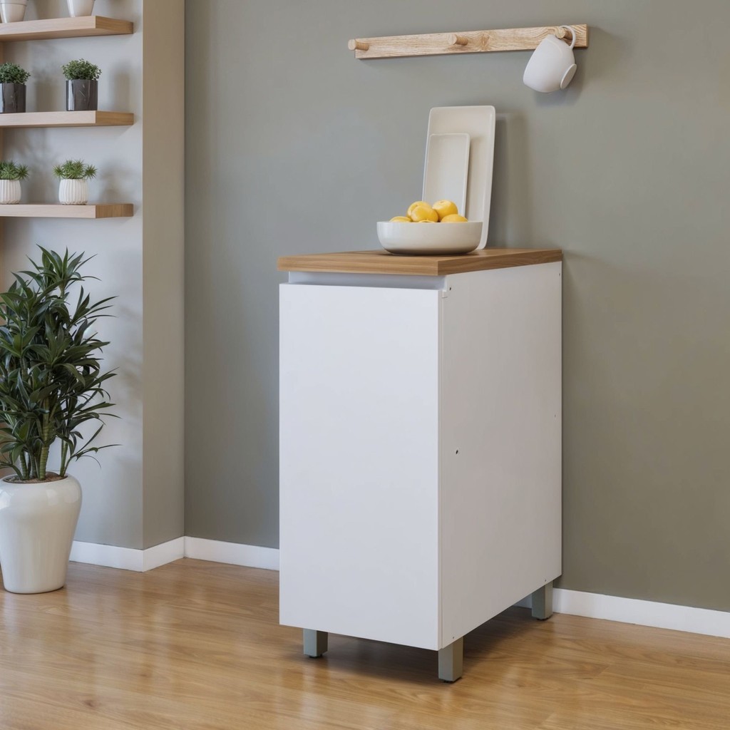 Balcão 1 Porta  Rainha 40Cm 100% Mdf Branco/Nature em Oferta na Shopee