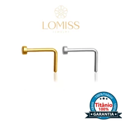 Piercing Nostril Formato L Titânio Liso | Piercing de Nariz Dourado Ponto De Luz | Aba Nasal