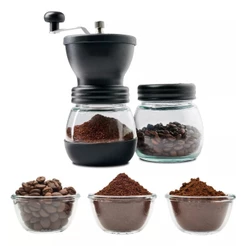 Moedor De Grãos E Café Manual Manivela Inox, Pote Em Vidro Unitermi