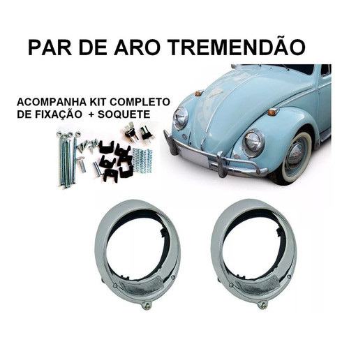 Par Aro Farol Fusca 1963 À 1972 Caminhão Mb 1113 Vw KOMBI ANTIGA ATÉ 1975 Cromado Tremendao em Oferta na Shopee