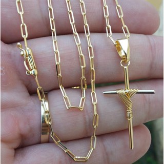 Corrente Colar Igual a ouro Elo Longo 70cm E Cruz Banhados A Ouro 18k 2,5 mm Masculina em Oferta na Shopee