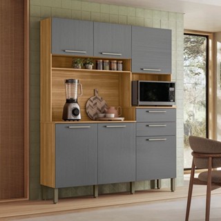 Armário de Cozinha 6 Portas 2 Gavetas Montesa  Freijó/Gris em Oferta na Shopee