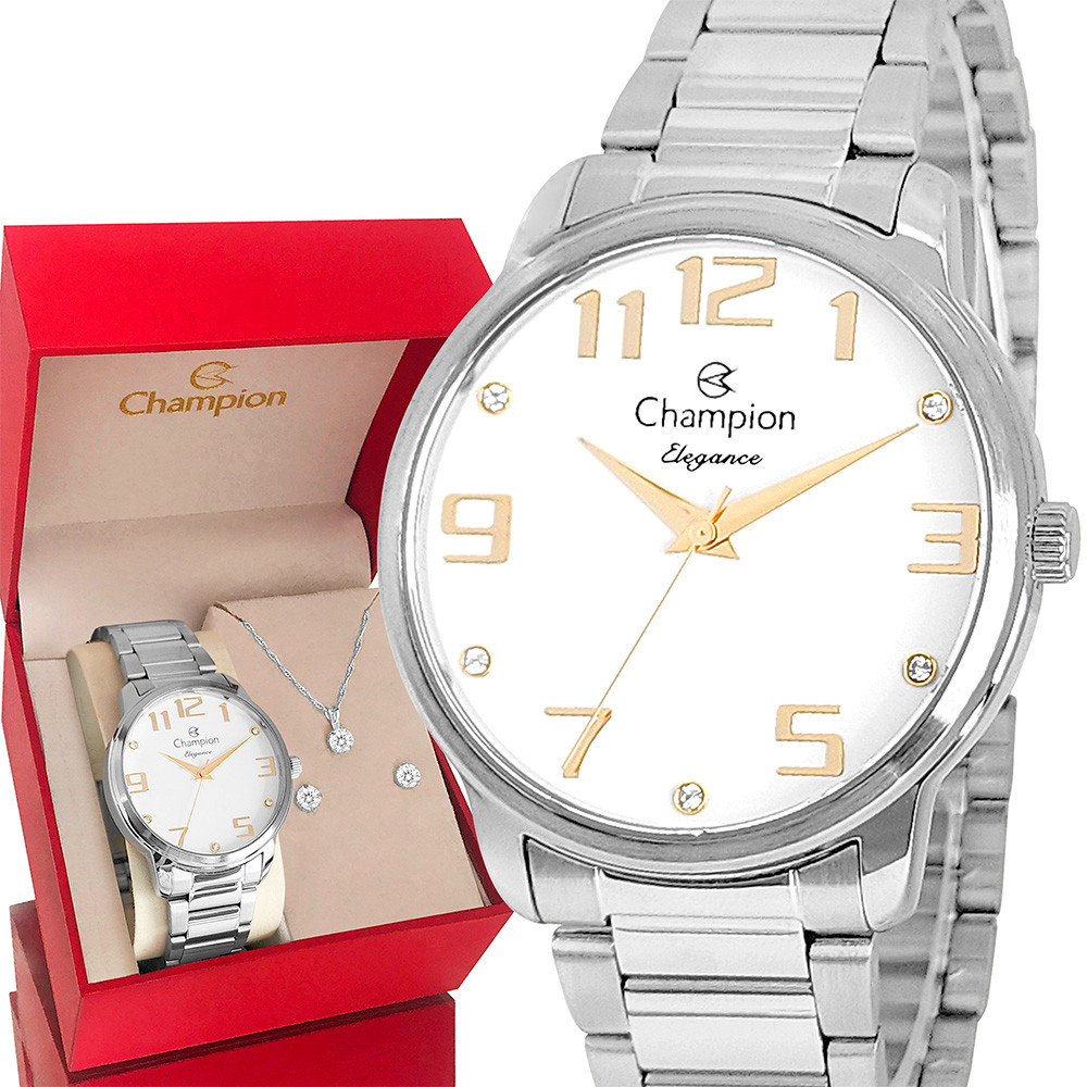 Relógio Champion Feminino Prata Elegance Original Analógico