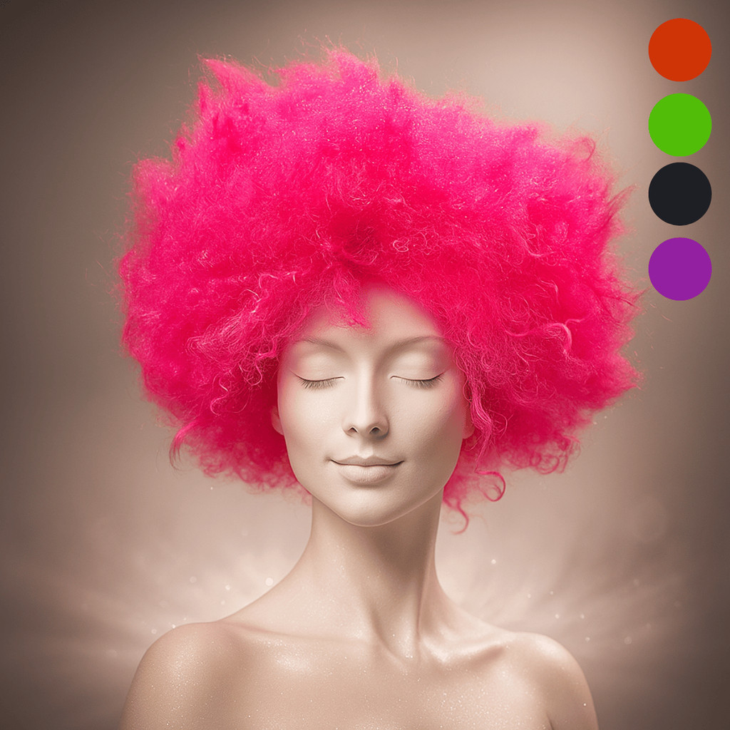 Peruca Crespa Colorida Palhaço – WDF / Festa Fantasia / Halloween / Carnaval / Cabelo Sintético