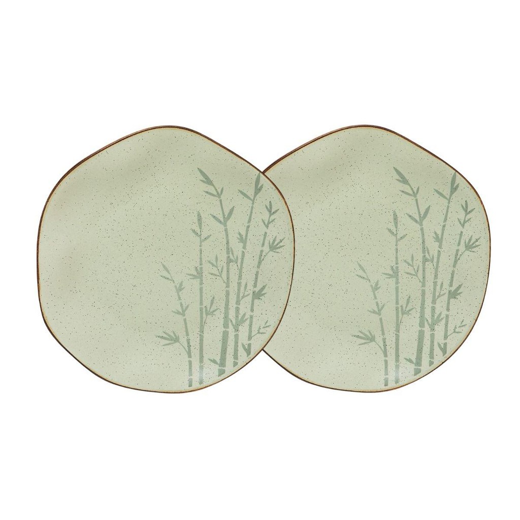 Conjunto 2 Pratos Rasos 27,5 cm Ryo Bambu Porcelana Oxford em Oferta na Shopee
